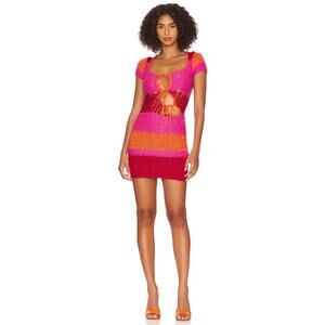 Guizio Mini Dress Open Back Knit Crochet Rouge Party Cocktail Summer Spring Sz M